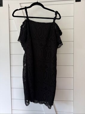 White House Black Market Black Lace Off-Shoulder Midi Dress